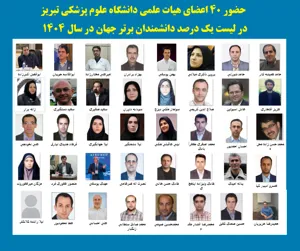 حضور چشمگیر 40 اعضای هیات علمی دانشگاه علوم پزشکی تبریز در لیست یک درصد دانشمندان برتر جهان در سال 1404 