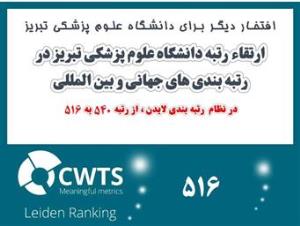 صعود 24 پله ای دانشگاه علوم پزشکی تبریز در نظام رتبه بندی لایدن Leiden در سال ۲۰۲۳